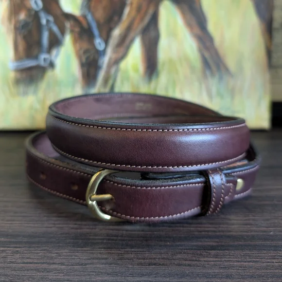 Tory English Bridle Leather Brown Equestrian English Show Belt Sz 32 - Picture 1 of 6